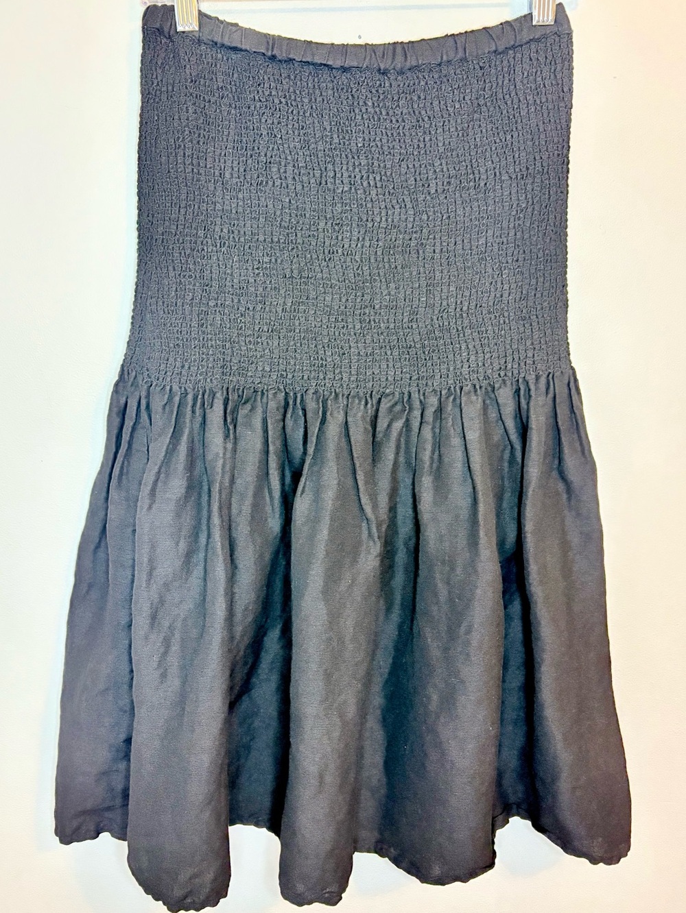 Hermoza XS Black Linen Blend Smocked Strapless Mini Dress Resort